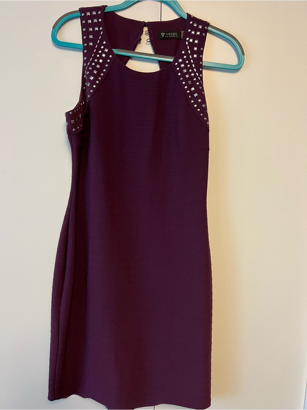 Guess Plum Studded Sleeveless Mini Dress